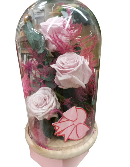 cupula cristal 3 rosas preservadas rosas